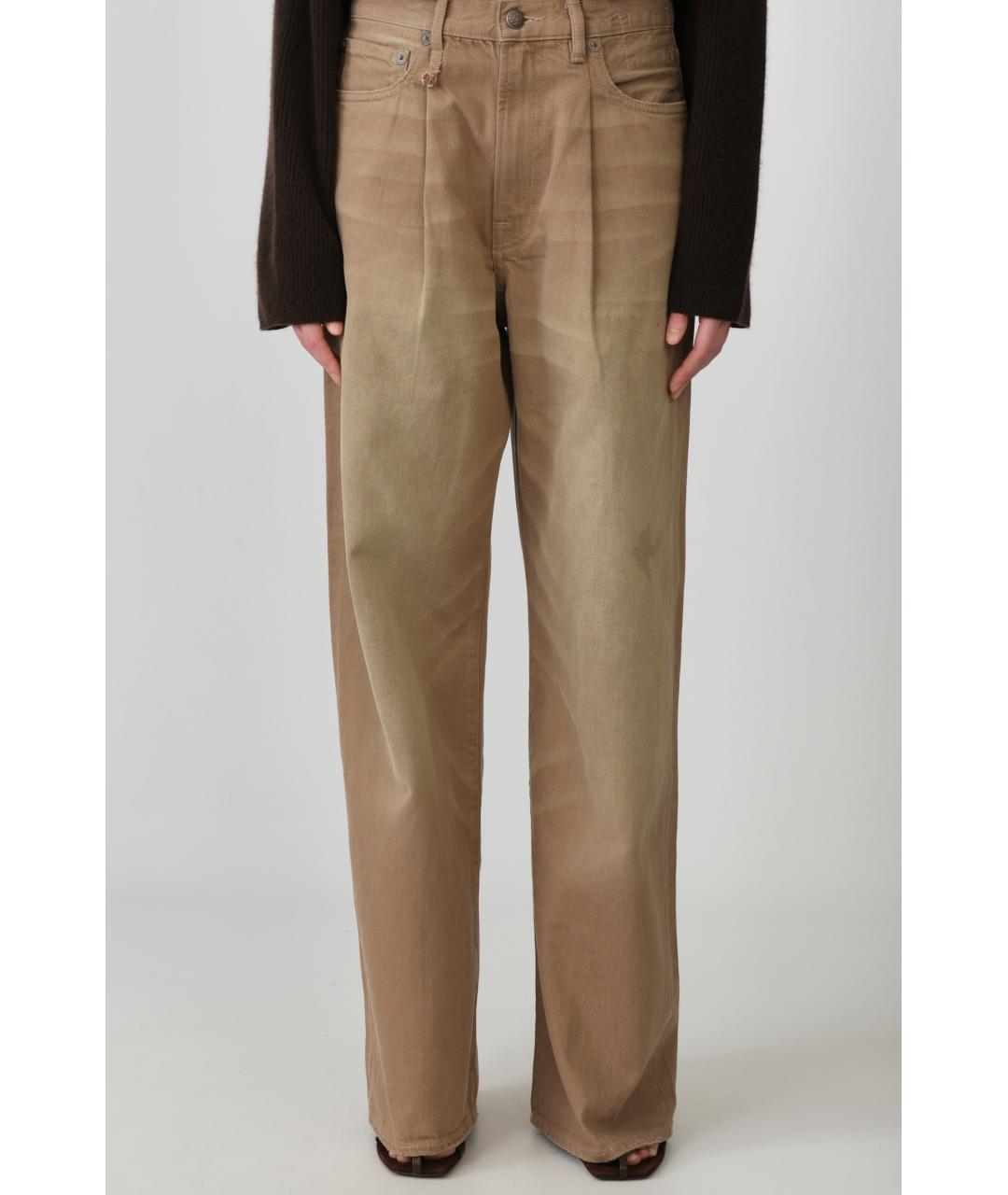 R13 Коричневые хлопковые прямые джинсы, фото 2
