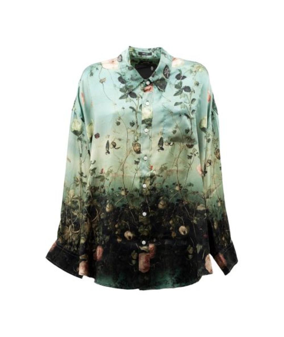 R13 Бирюзовая шелковая рубашка, фото 1