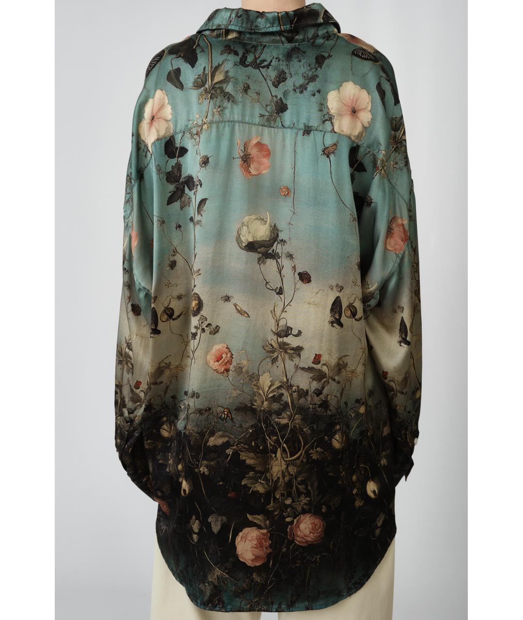 R13 Бирюзовая шелковая рубашка, фото 4