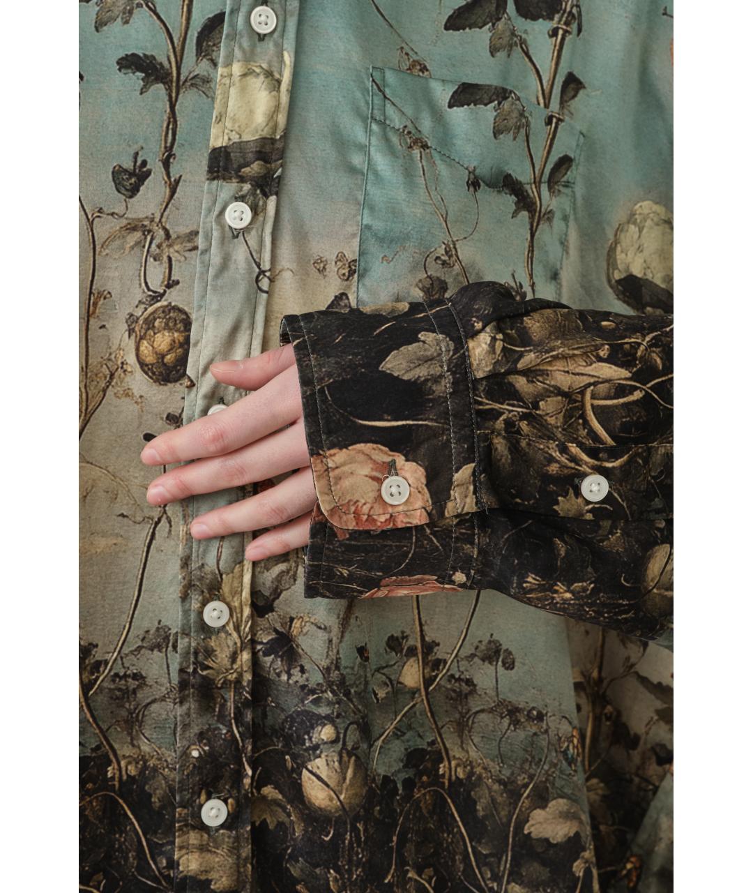 R13 Бирюзовая шелковая рубашка, фото 6