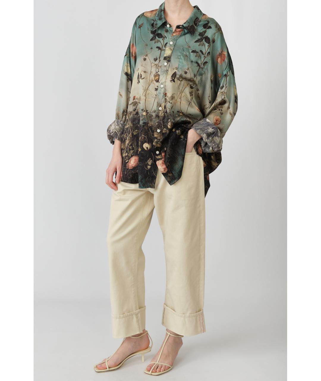 R13 Бирюзовая шелковая рубашка, фото 8