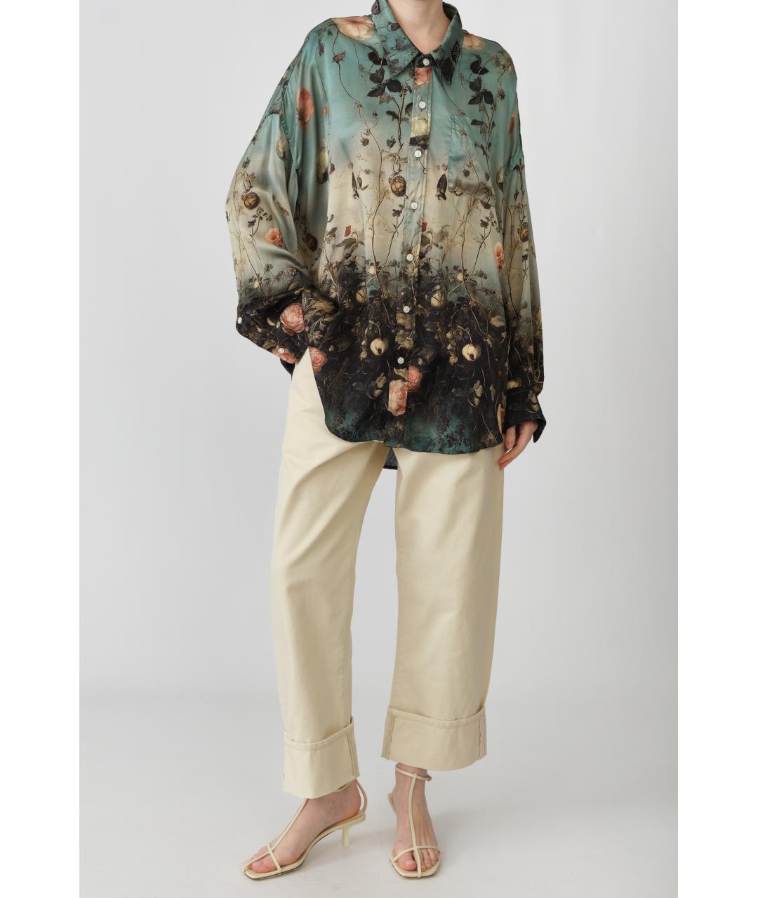 R13 Бирюзовая шелковая рубашка, фото 2