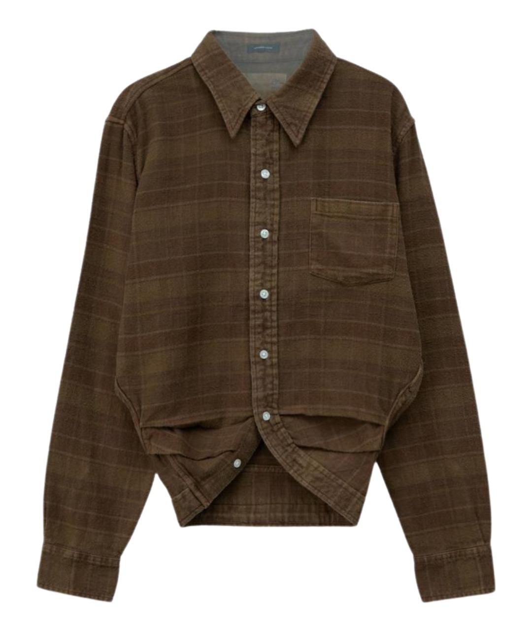 R13 Коричневая хлопковая рубашка, фото 1