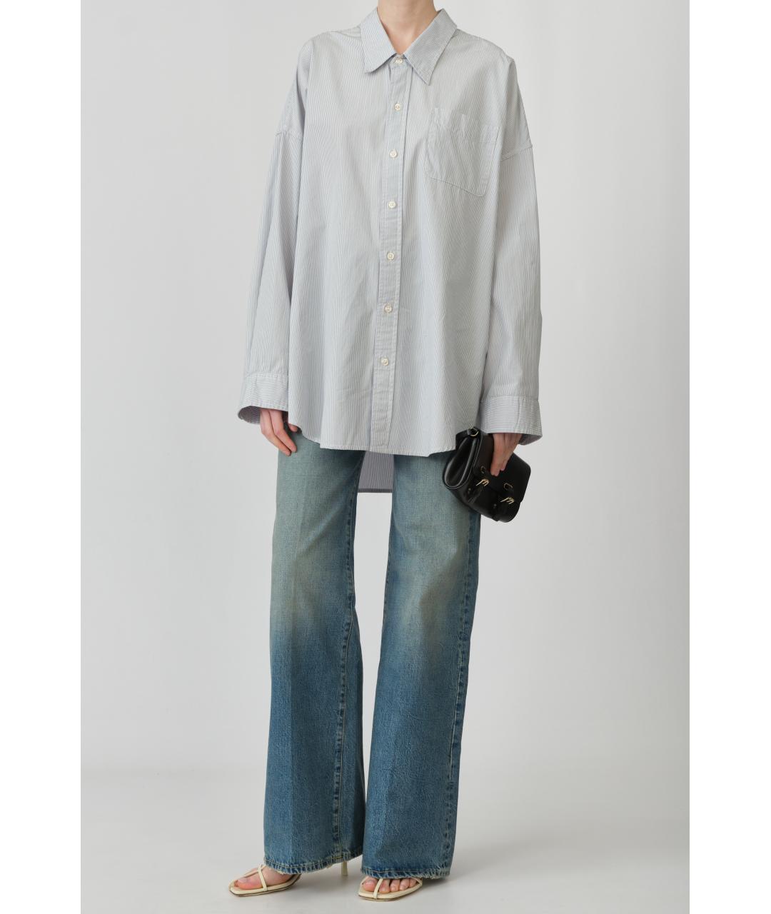 R13 Голубая хлопковая рубашка, фото 7