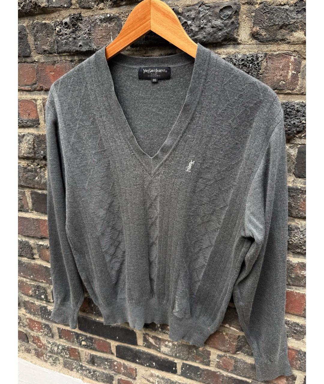 SAINT LAURENT Серый шерстяной джемпер / свитер, фото 2