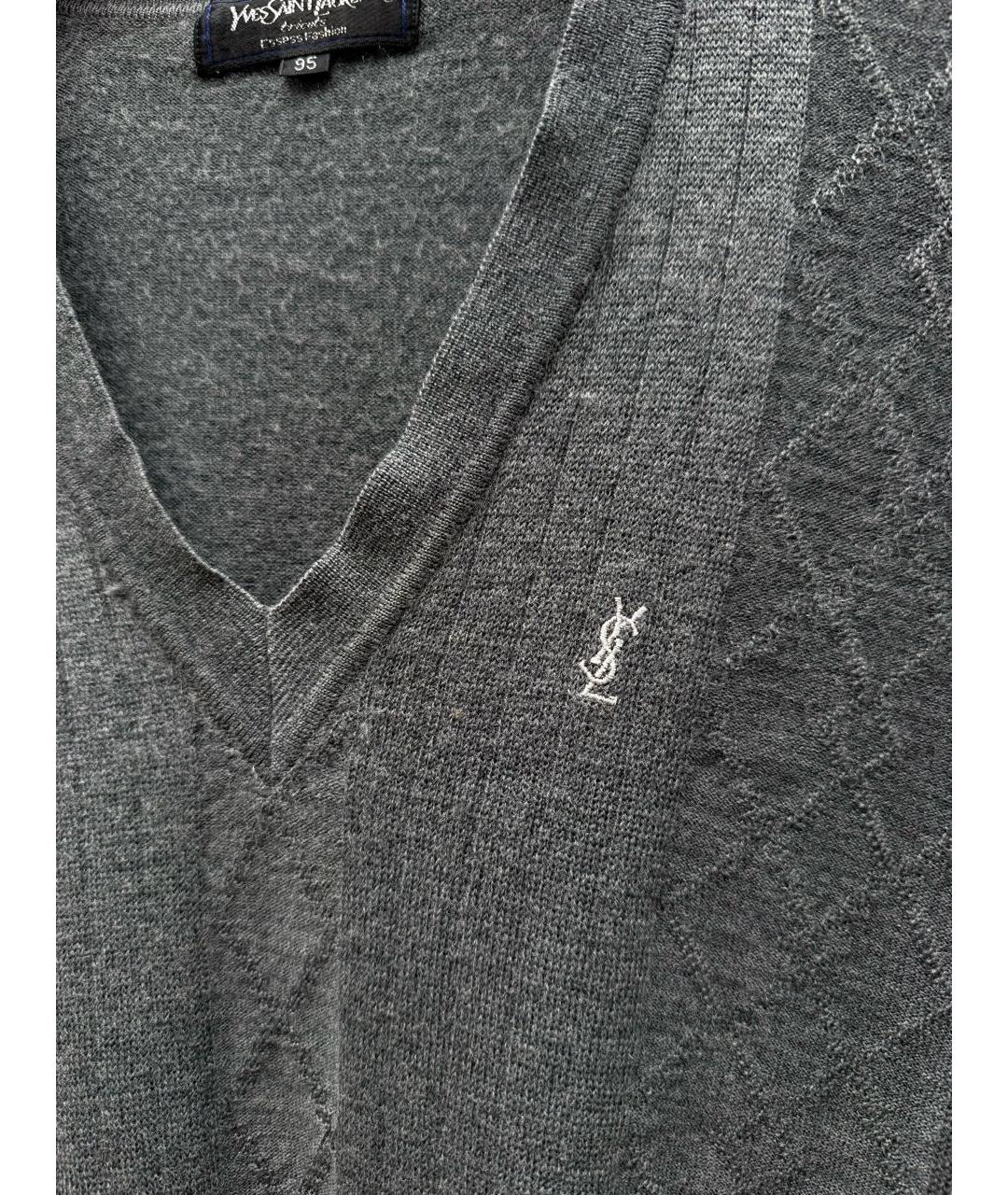SAINT LAURENT Серый шерстяной джемпер / свитер, фото 4