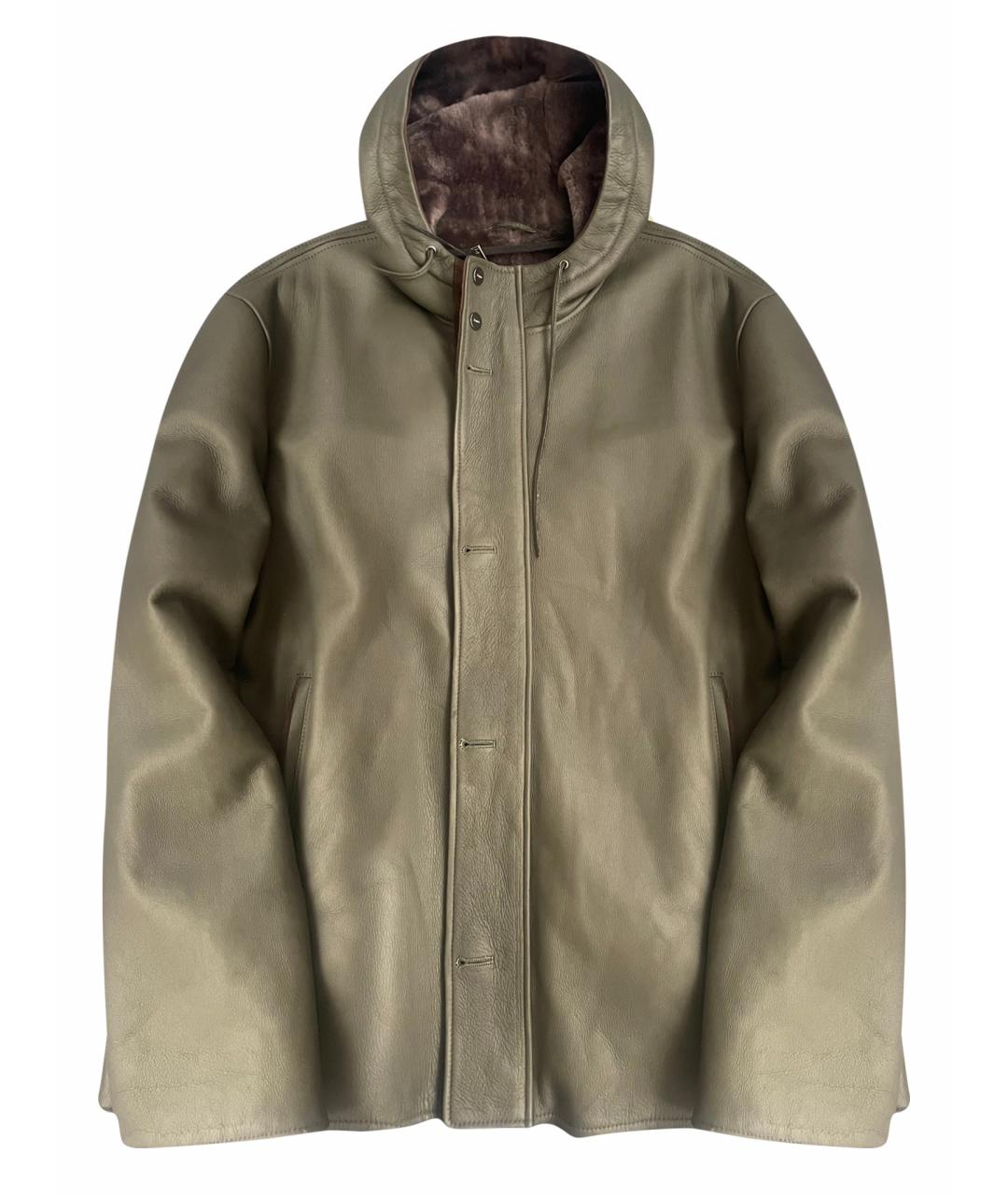 ZZEGNA Хаки кожаная дубленка/шуба, фото 1