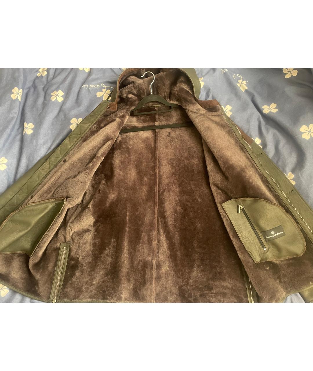 ZZEGNA Хаки кожаная дубленка/шуба, фото 3