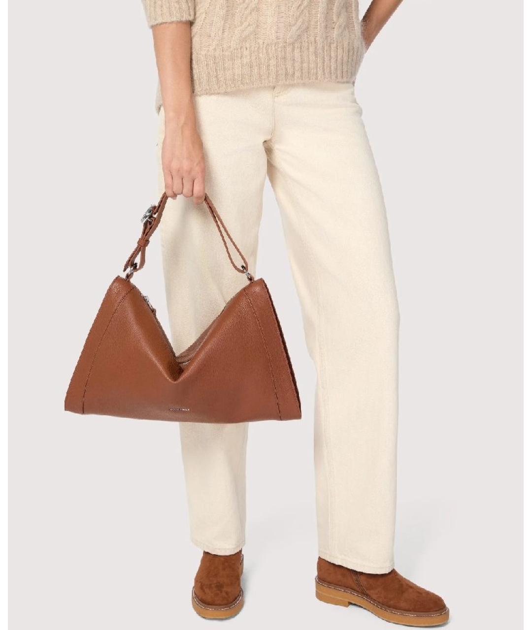 COCCINELLE Коричневая кожаная сумка через плечо, фото 4