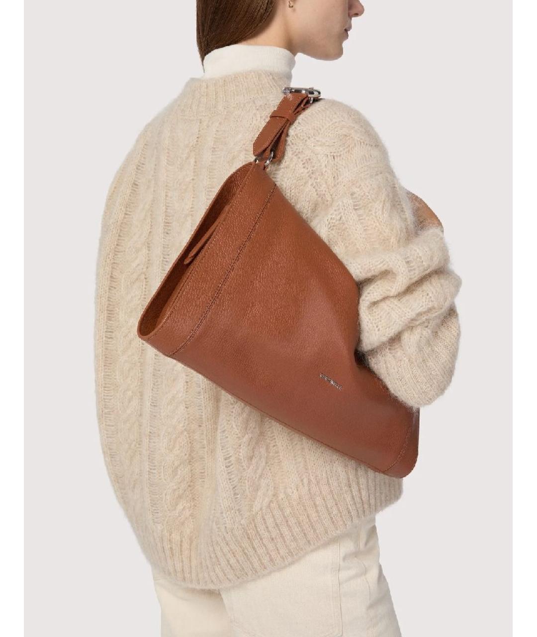 COCCINELLE Коричневая кожаная сумка через плечо, фото 5