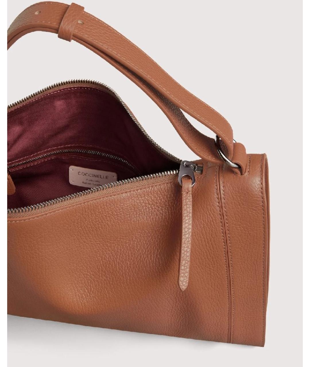 COCCINELLE Коричневая кожаная сумка через плечо, фото 6