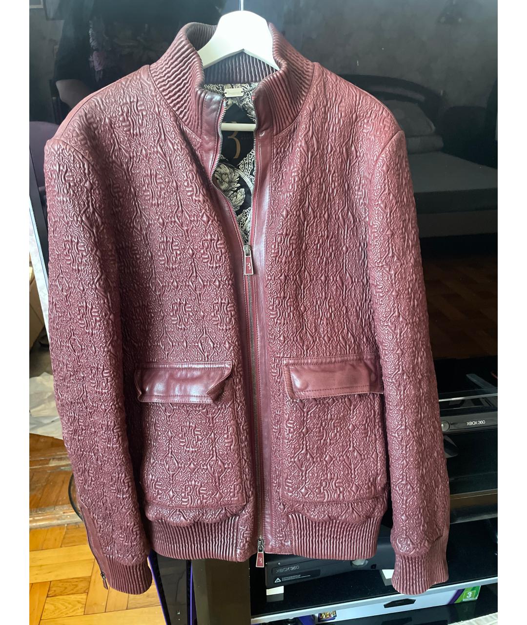 BILLIONAIRE Бордовая кожаная куртка, фото 5