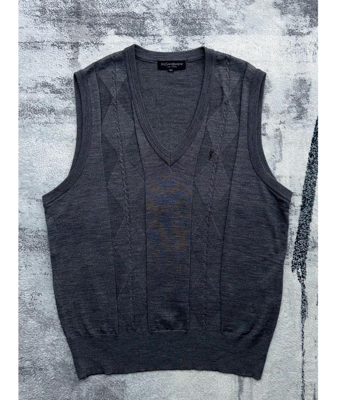 SAINT LAURENT Антрацитовая жилетка, фото 3