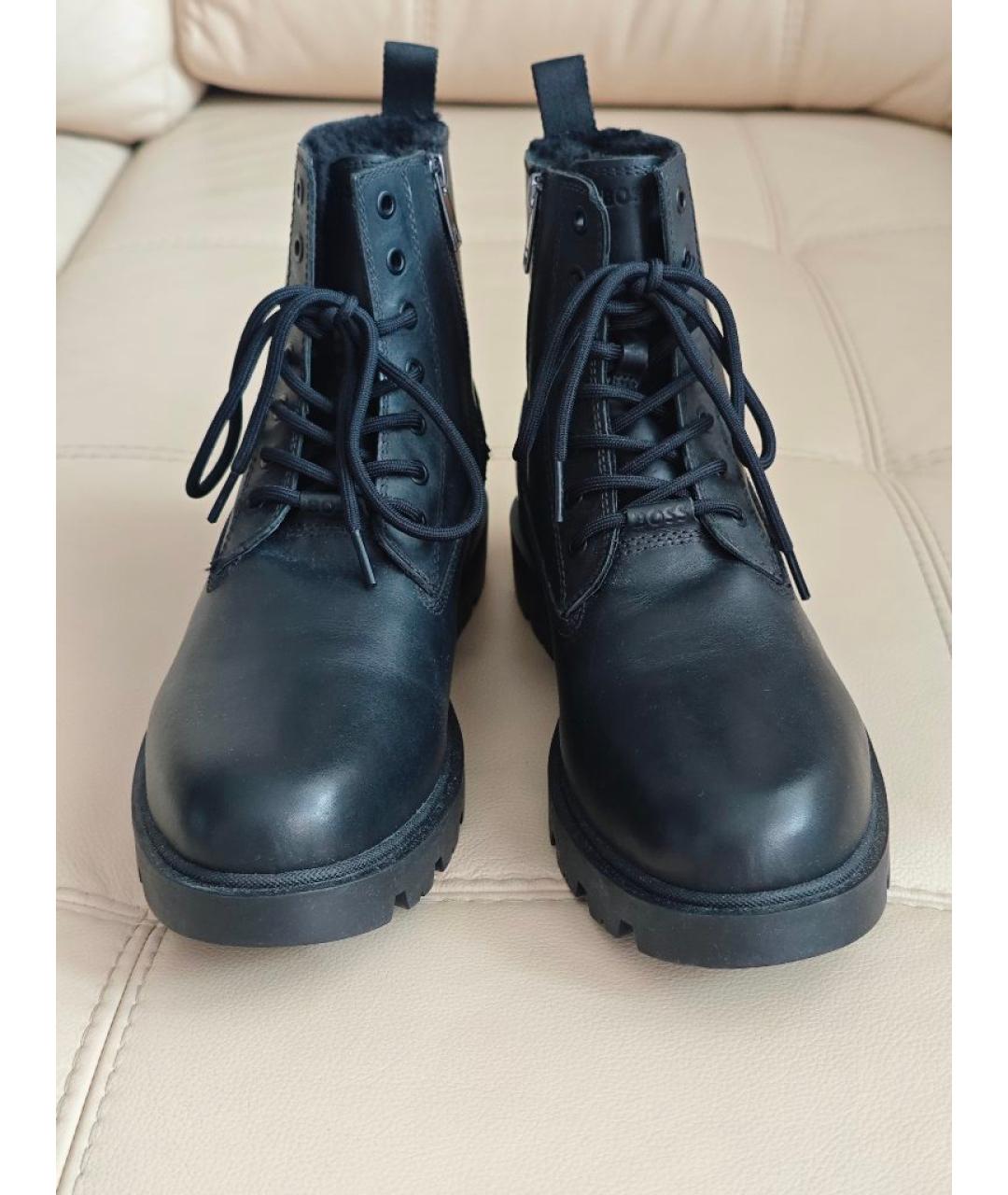 HUGO BOSS Черные кожаные высокие ботинки, фото 2