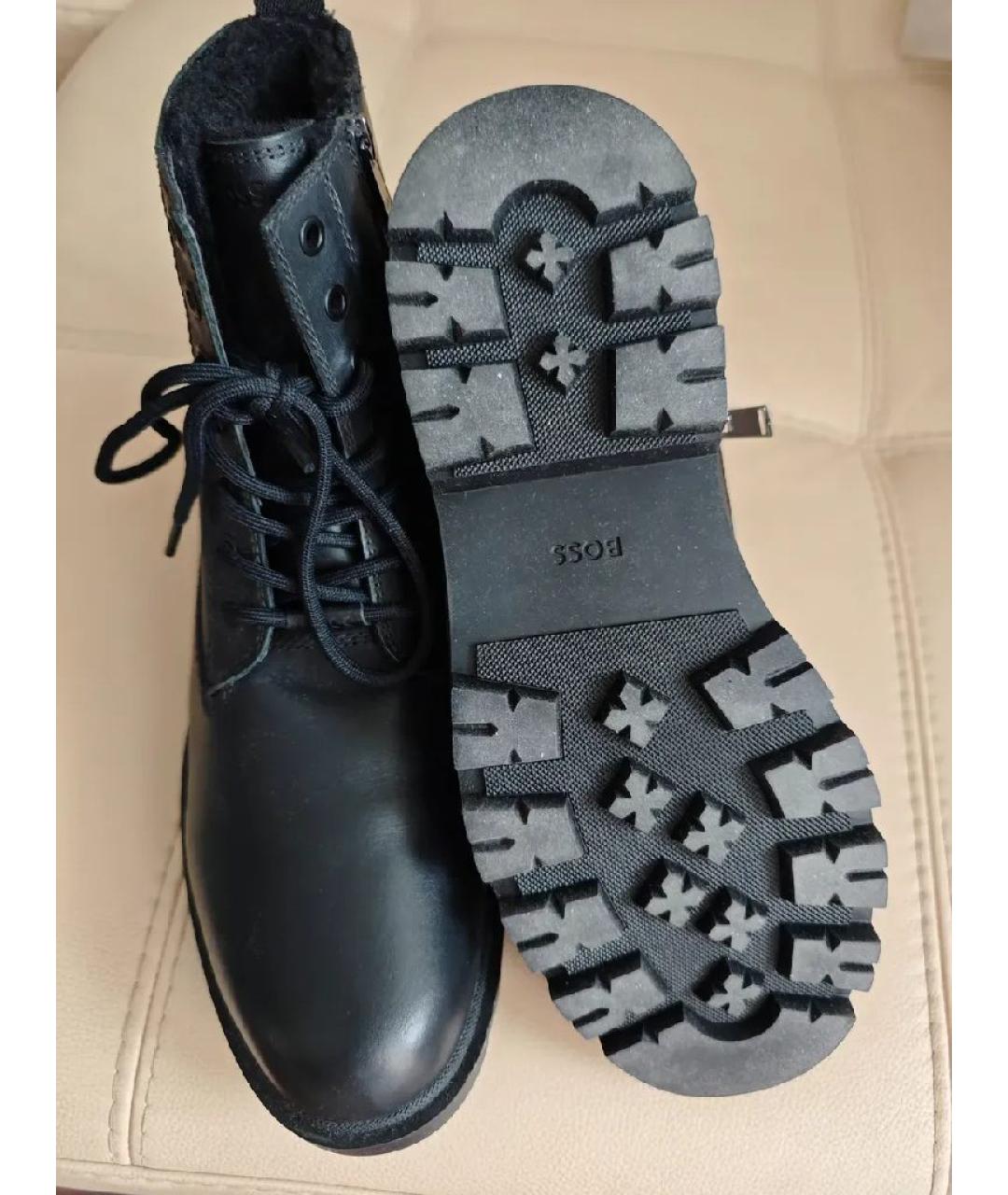 HUGO BOSS Черные кожаные высокие ботинки, фото 6