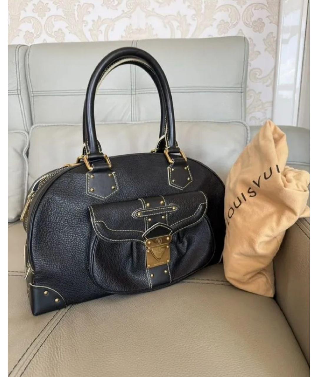 LOUIS VUITTON Черная кожаная сумка через плечо, фото 2