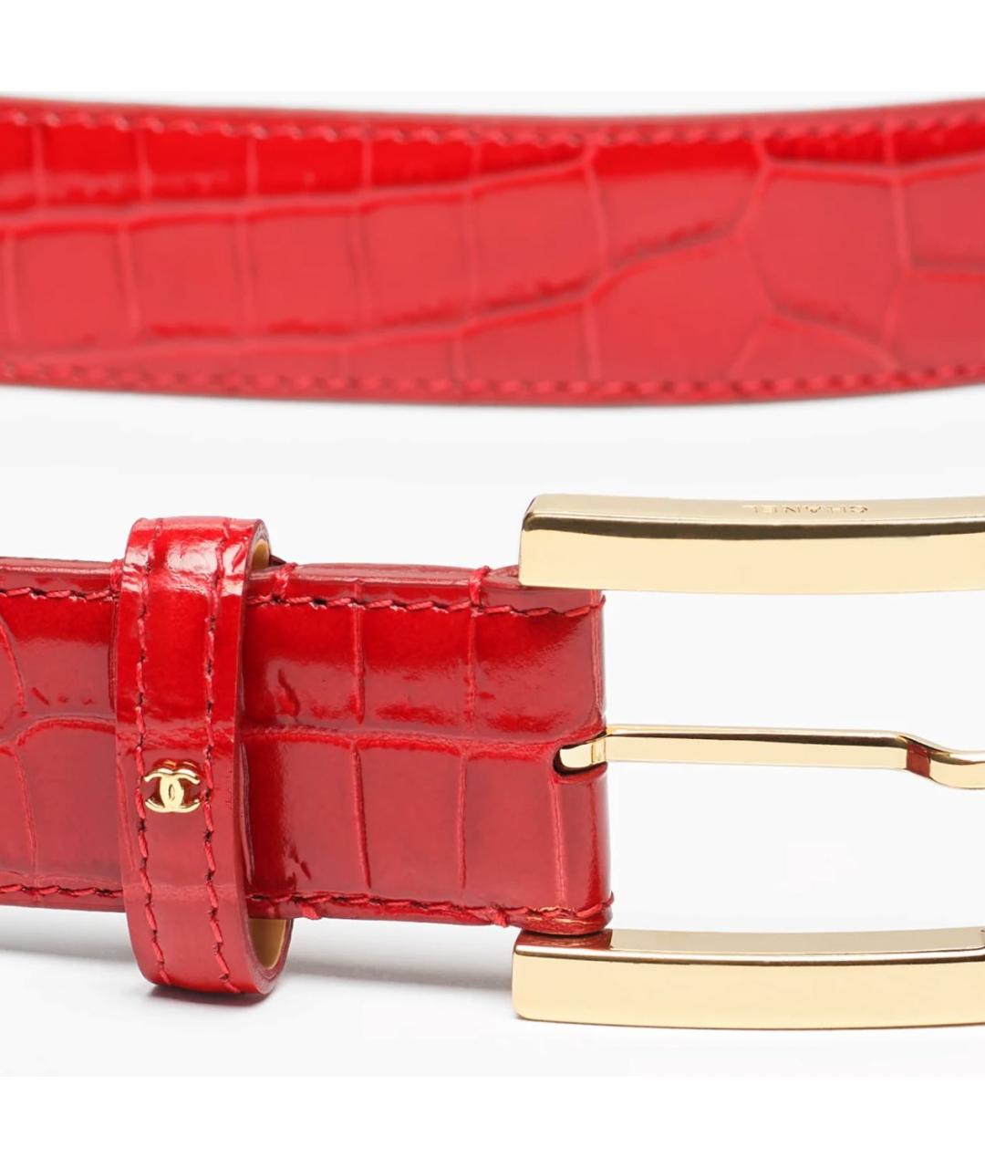 CHANEL Красный кожаный ремень, фото 3