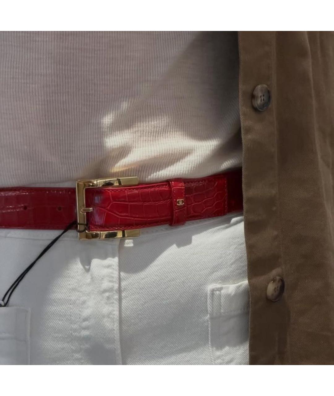 CHANEL Красный кожаный ремень, фото 2