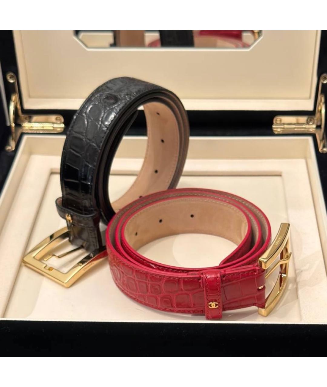 CHANEL Красный кожаный ремень, фото 6