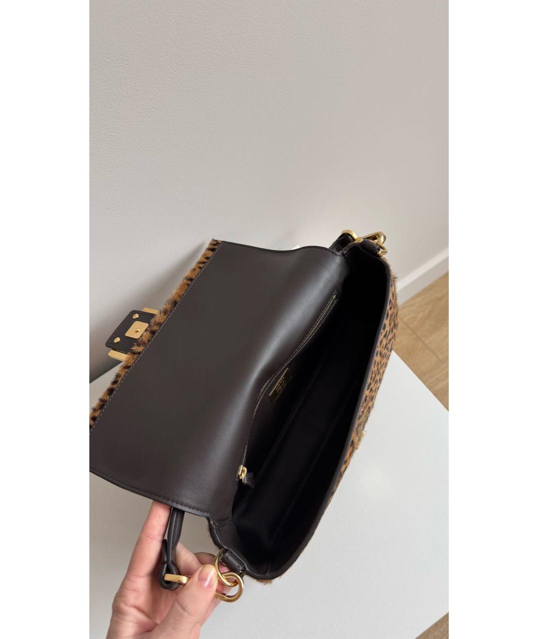 FENDI Коричневая меховая сумка через плечо, фото 4