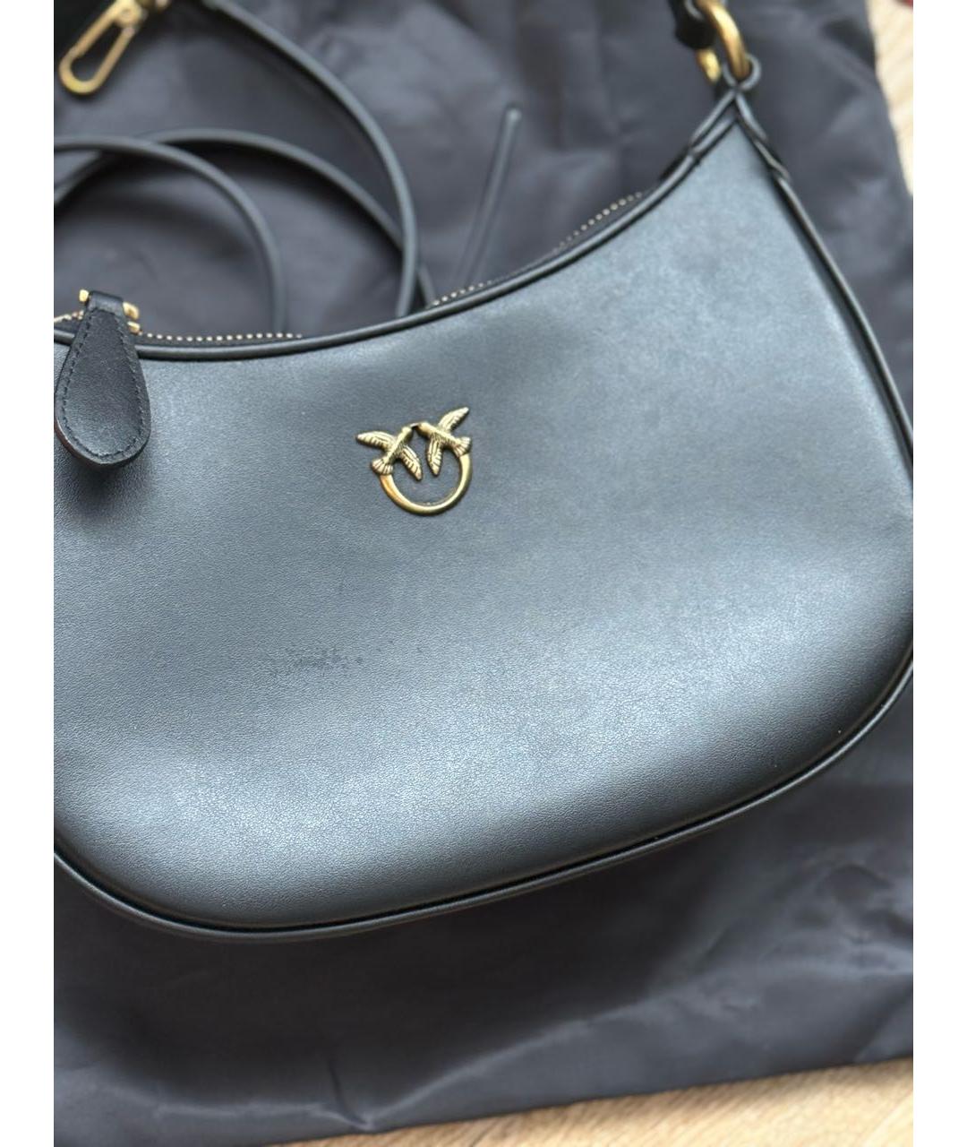 PINKO Черная кожаная сумка с короткими ручками, фото 2