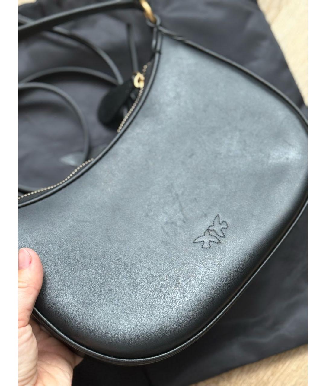 PINKO Черная кожаная сумка с короткими ручками, фото 3