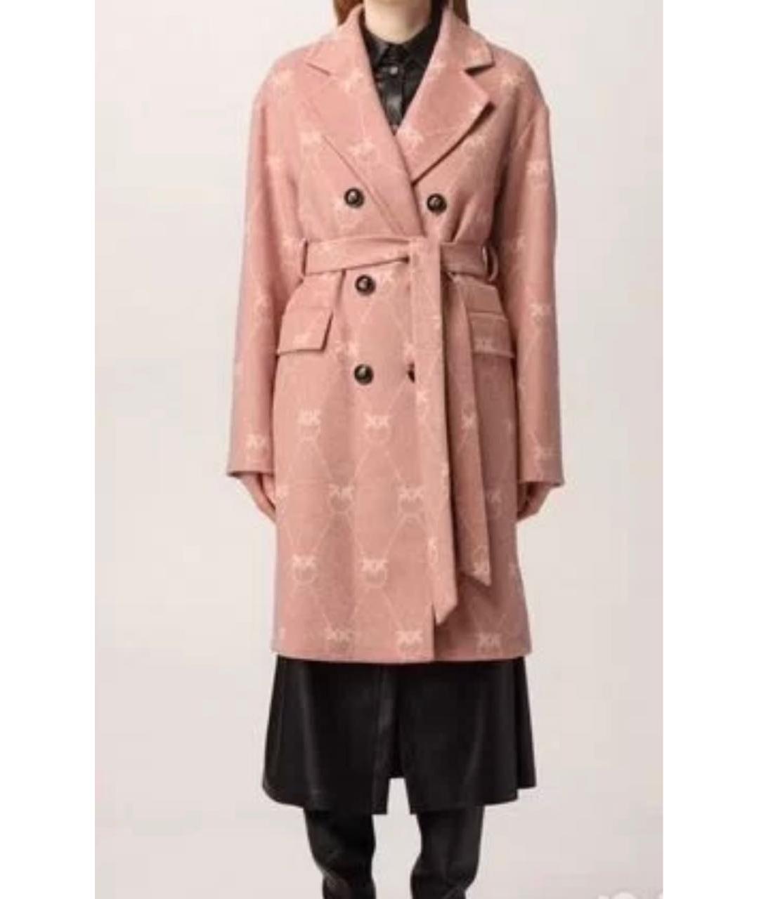 PINKO Розовое шерстяное пальто, фото 5