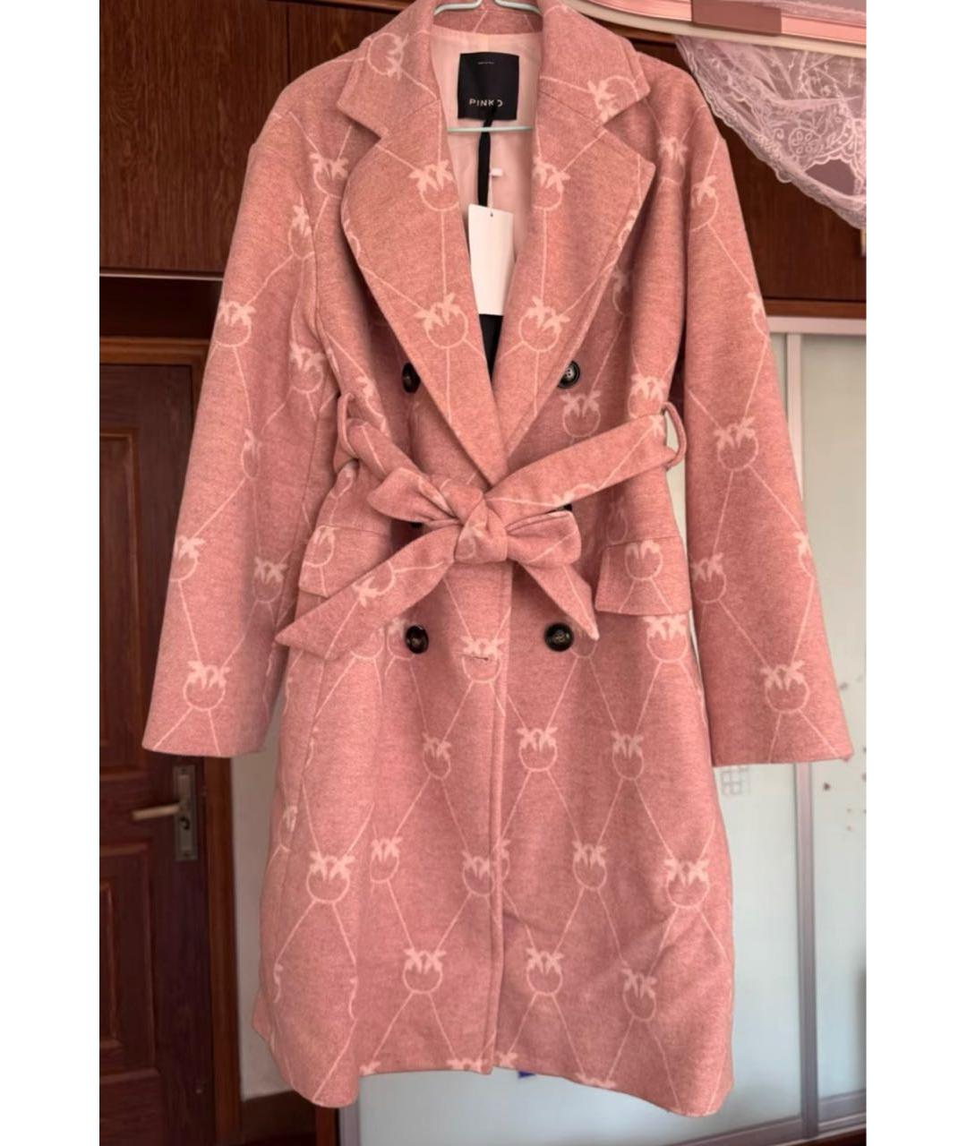 PINKO Розовое шерстяное пальто, фото 6