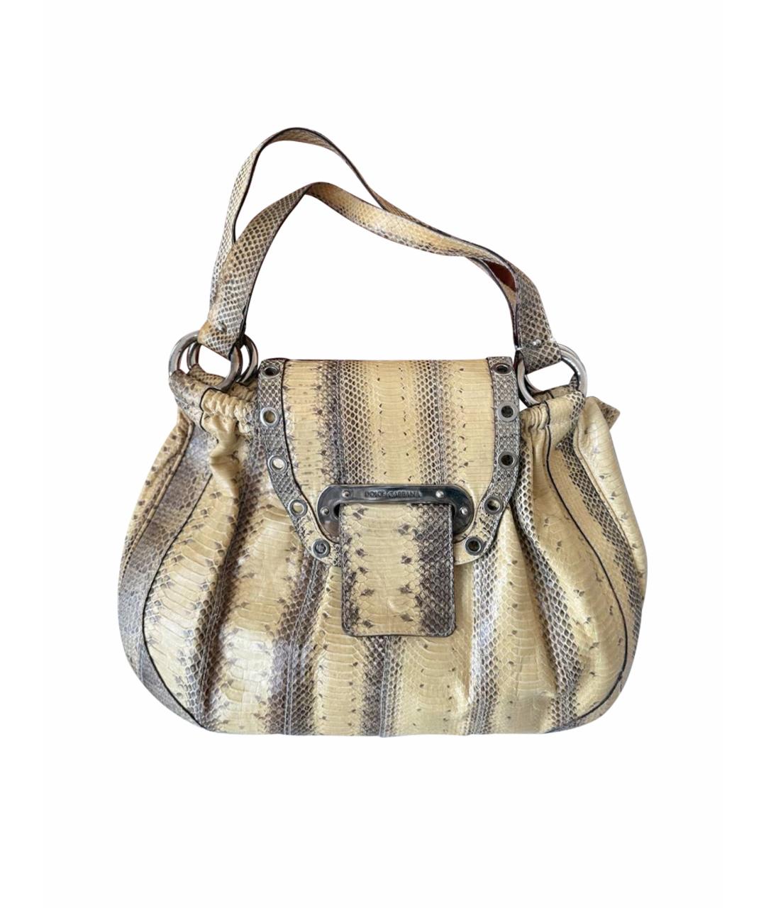 DOLCE&GABBANA Бежевая сумка через плечо из экзотической кожи, фото 1
