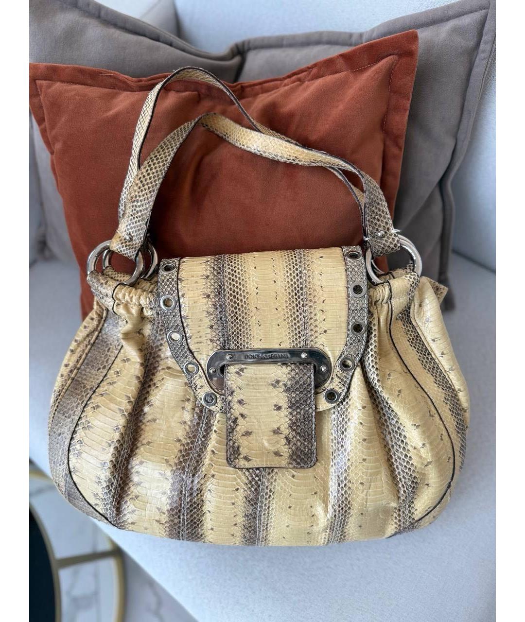 DOLCE&GABBANA Бежевая сумка через плечо из экзотической кожи, фото 9