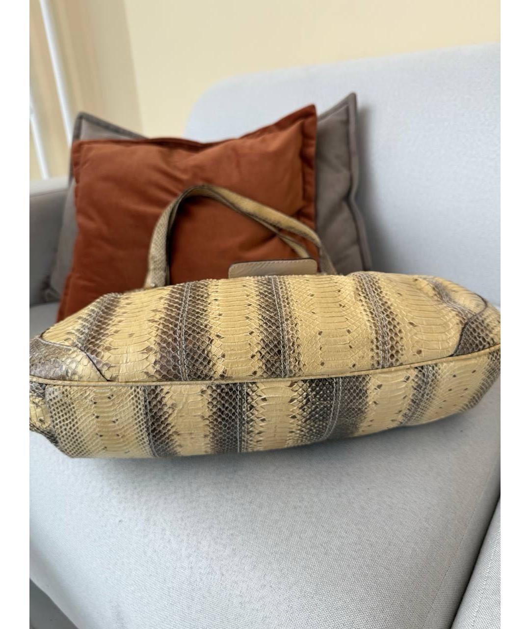 DOLCE&GABBANA Бежевая сумка через плечо из экзотической кожи, фото 5