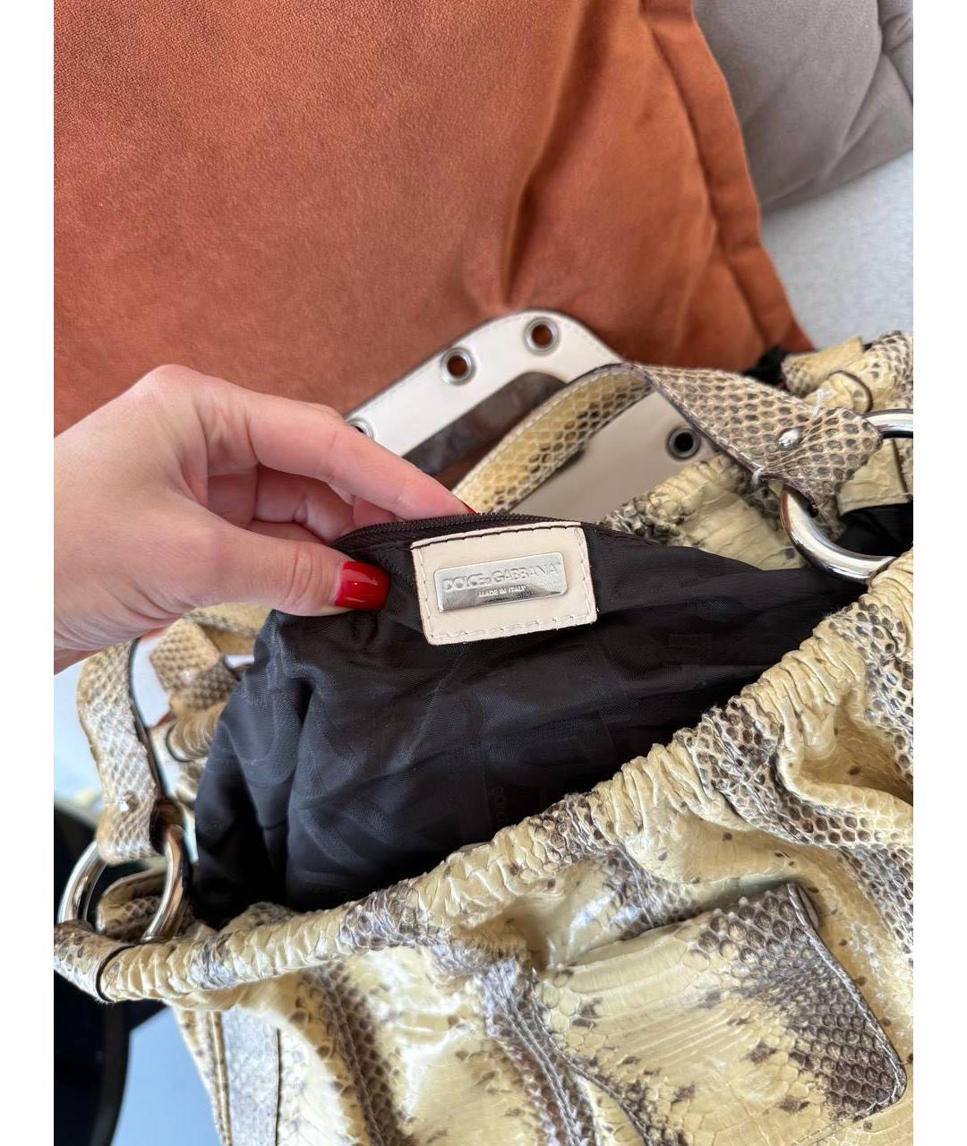 DOLCE&GABBANA Бежевая сумка через плечо из экзотической кожи, фото 8