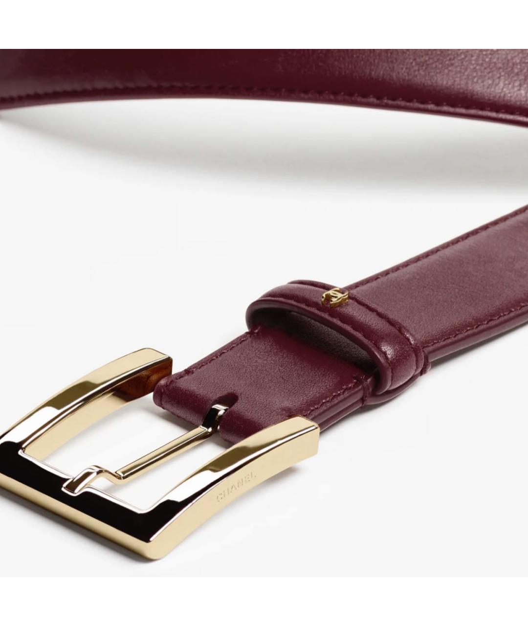 CHANEL Бордовый кожаный ремень, фото 2
