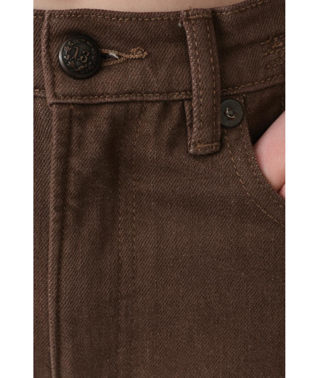 R13 Коричневые хлопковые прямые джинсы, фото 5