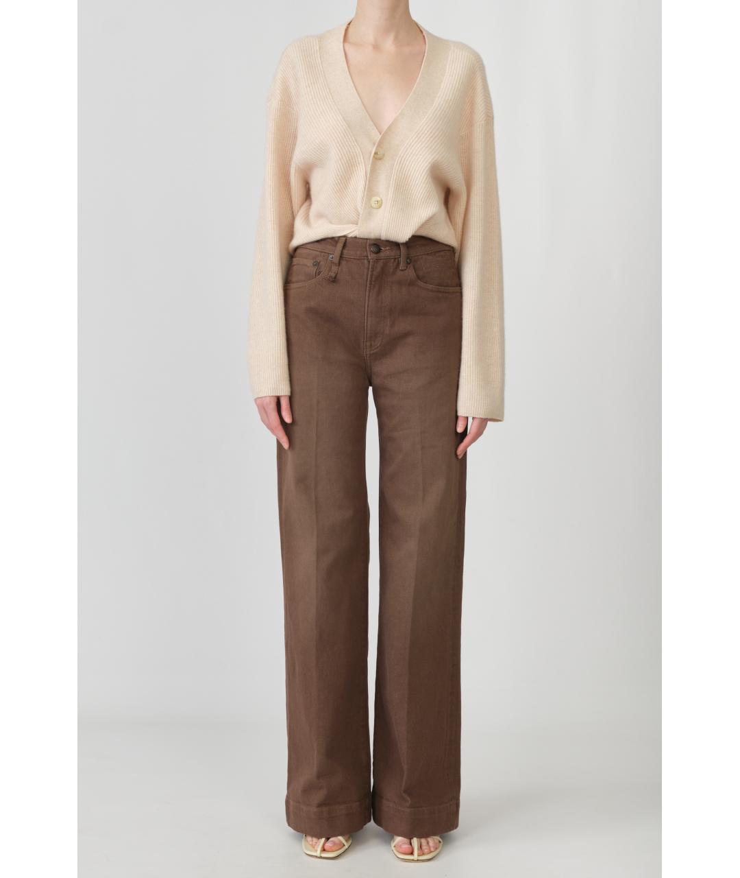 R13 Коричневые хлопковые прямые джинсы, фото 6