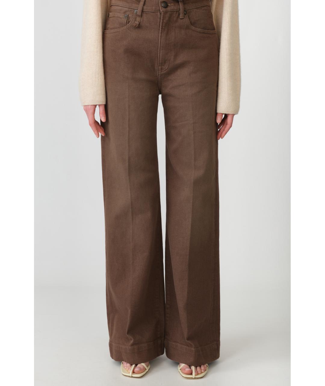 R13 Коричневые хлопковые прямые джинсы, фото 8