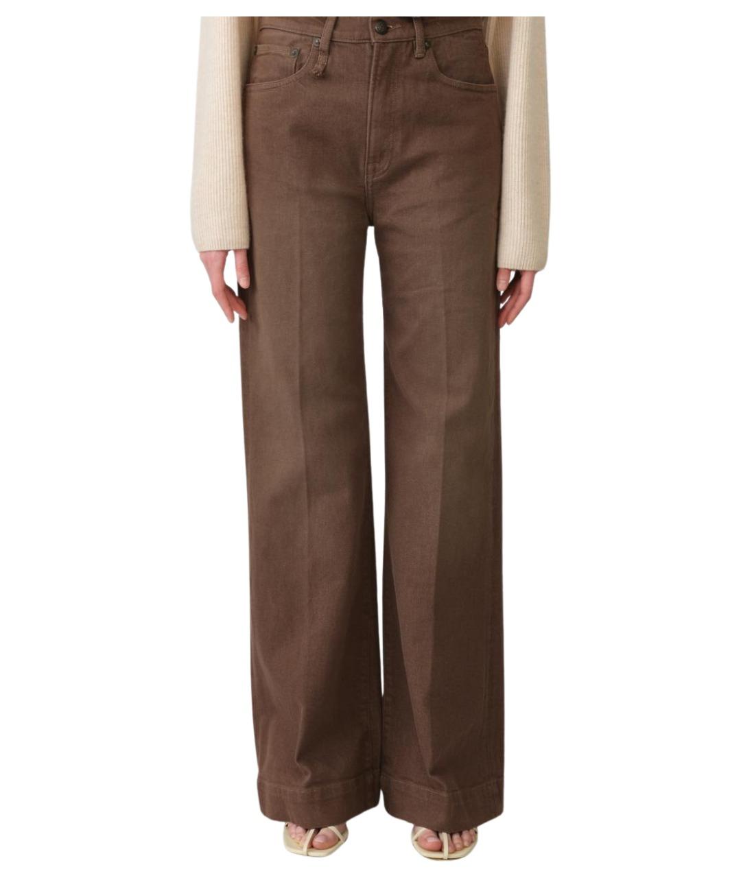 R13 Коричневые хлопковые прямые джинсы, фото 1
