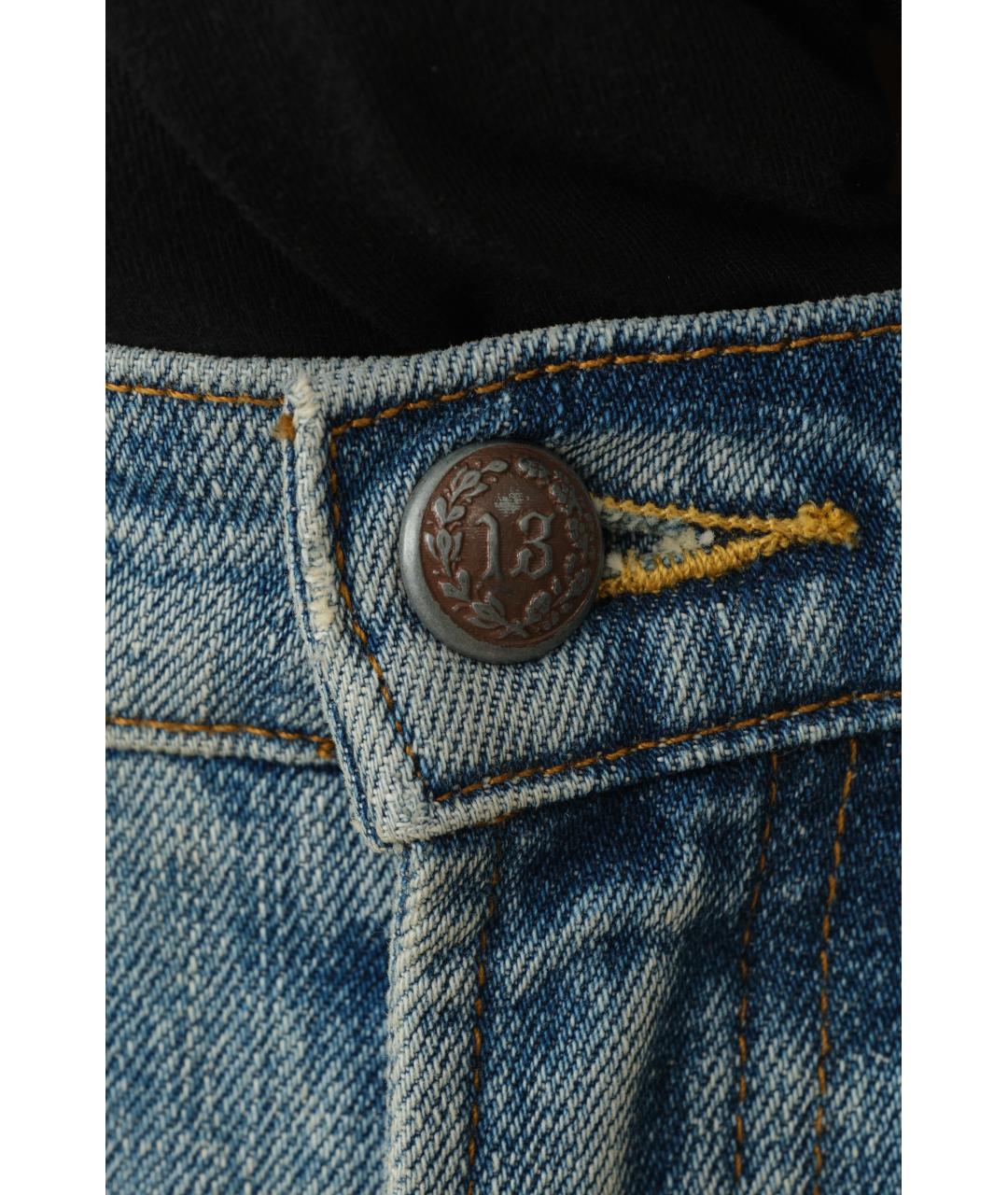 R13 Голубые хлопковые прямые джинсы, фото 4
