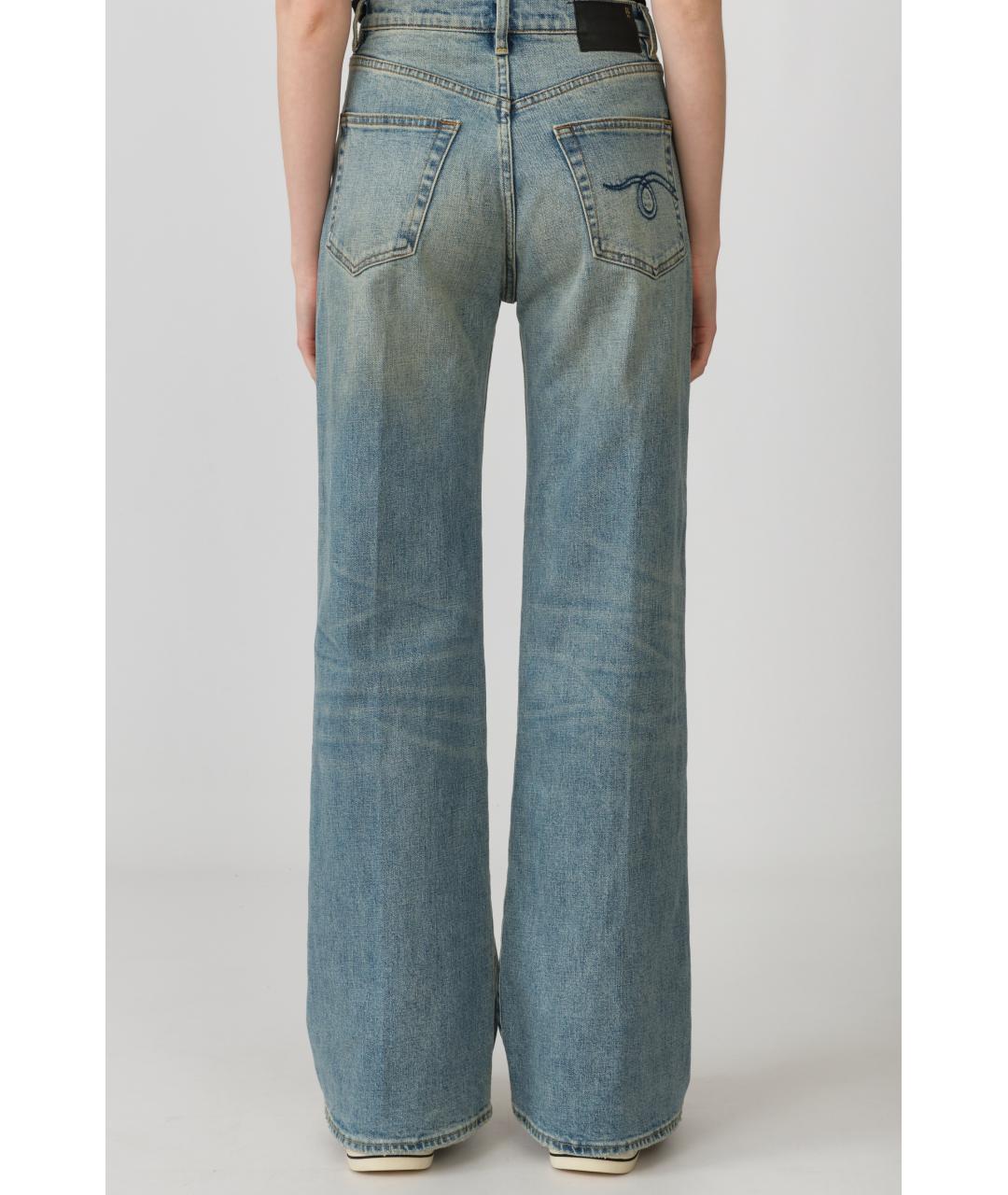 R13 Голубые хлопковые прямые джинсы, фото 3