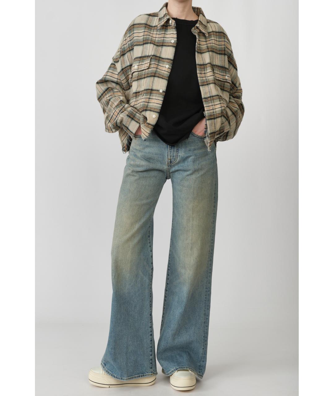 R13 Голубые хлопковые прямые джинсы, фото 5