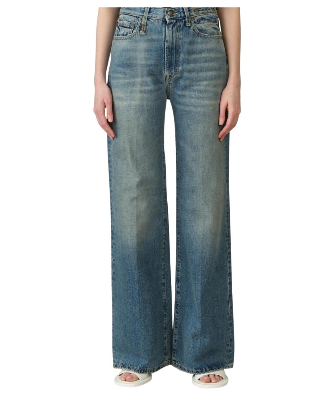 R13 Темно-синие хлопковые джинсы клеш, фото 1