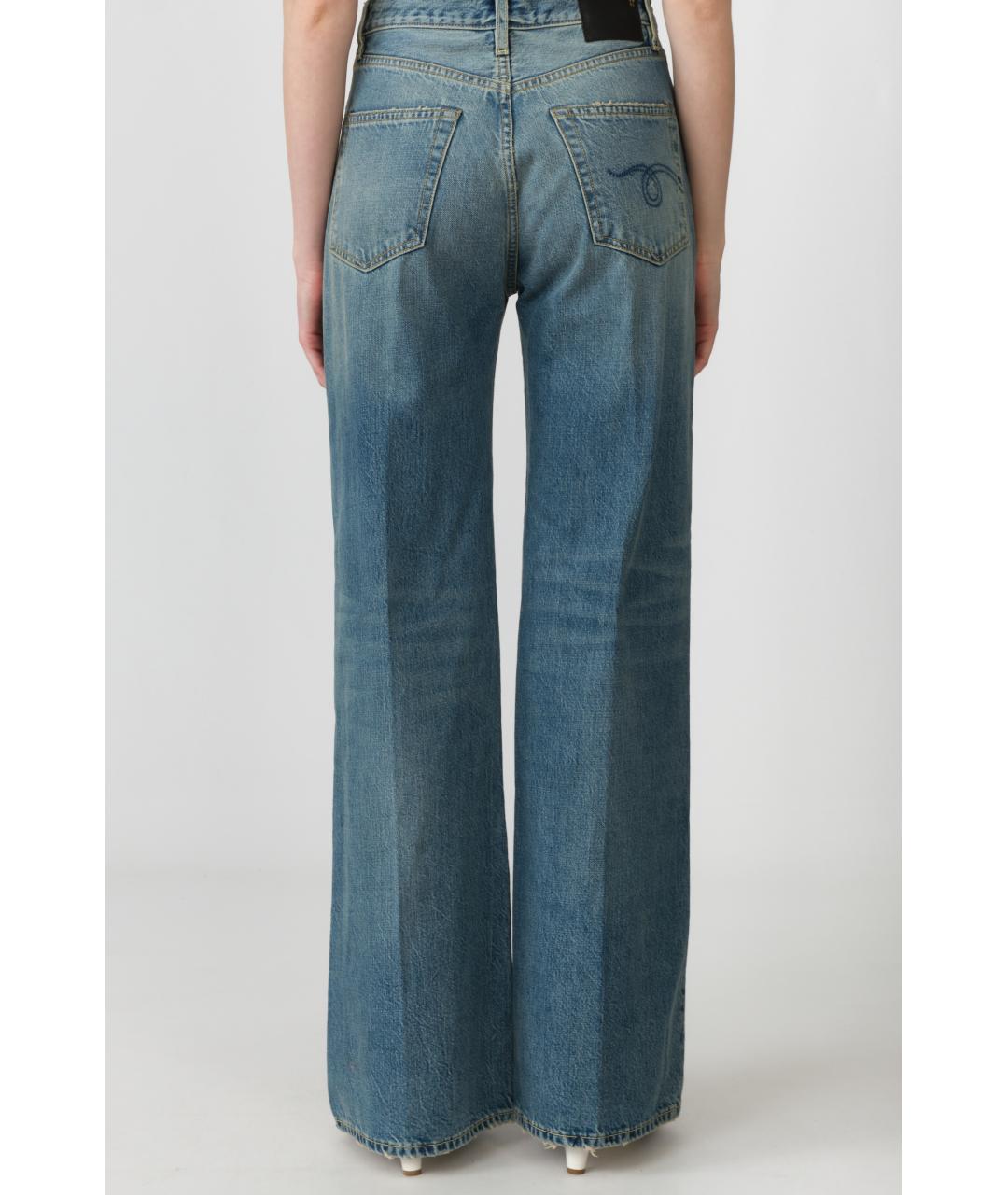 R13 Темно-синие хлопковые джинсы клеш, фото 3