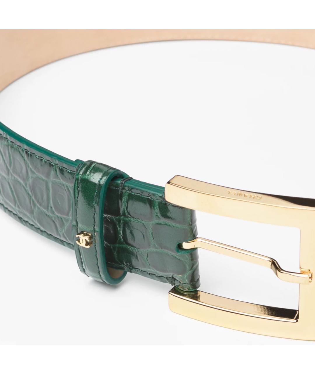 CHANEL Зеленый кожаный ремень, фото 3