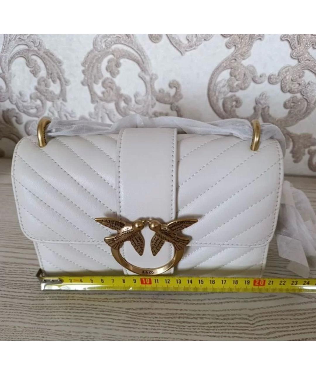 PINKO Белая кожаная сумка через плечо, фото 7