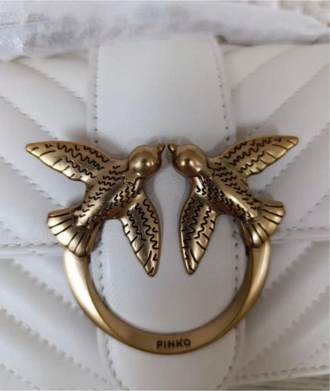 PINKO Белая кожаная сумка через плечо, фото 5