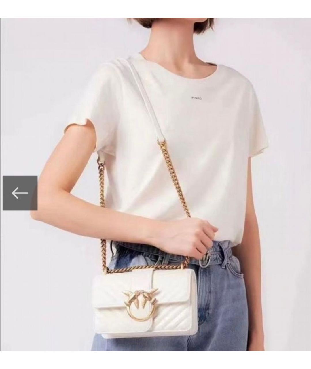 PINKO Белая кожаная сумка через плечо, фото 6
