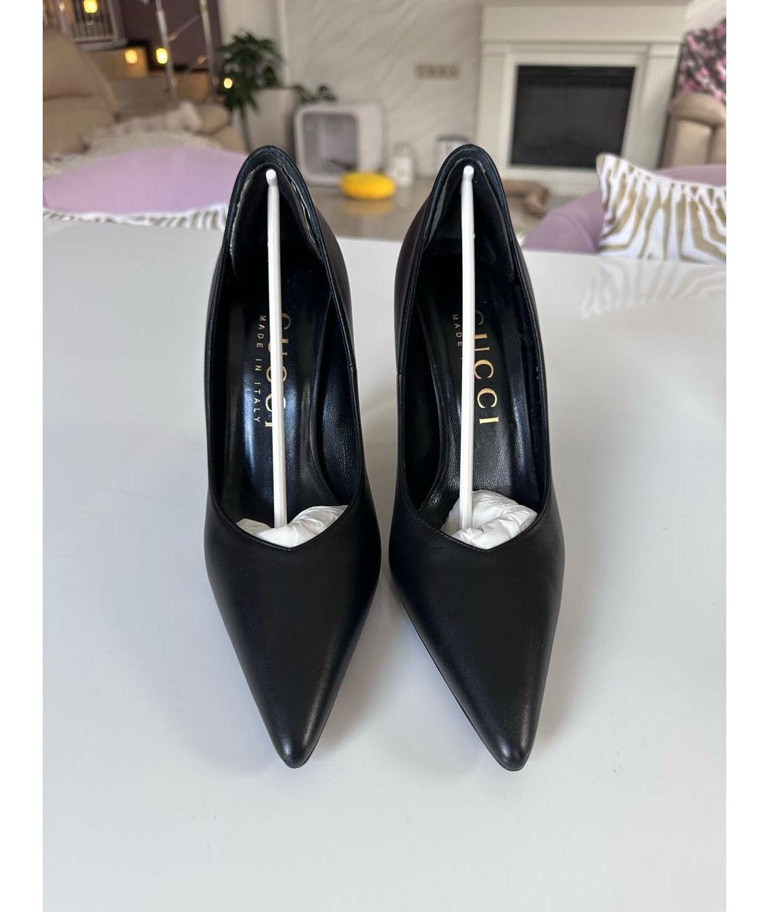 GUCCI Черные кожаные туфли, фото 2