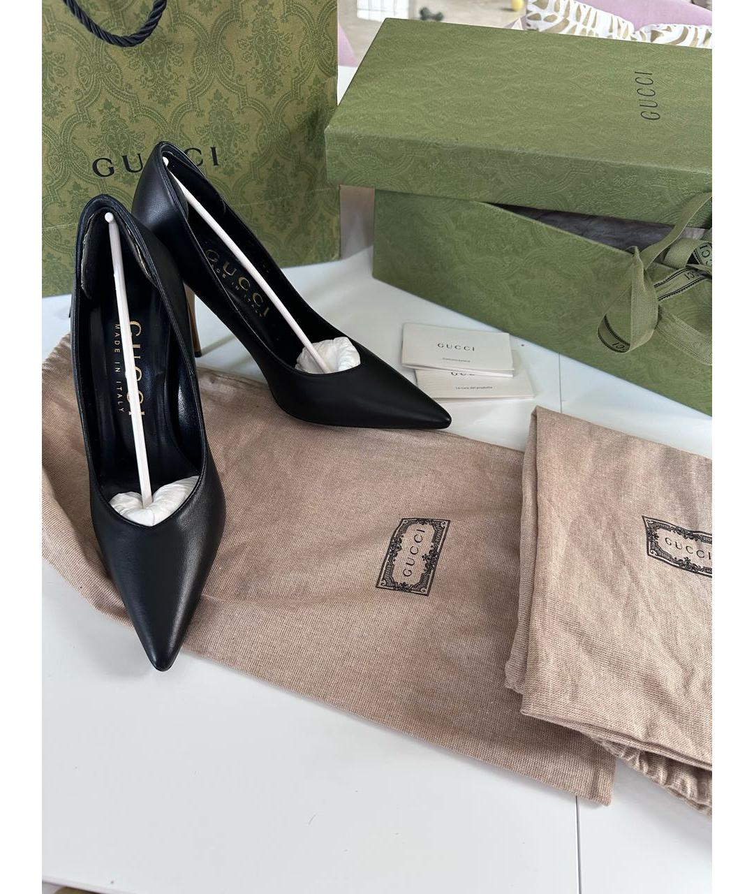 GUCCI Черные кожаные туфли, фото 5