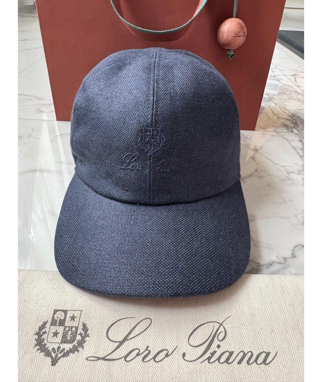LORO PIANA Темно-синяя льняная кепка/бейсболка, фото 5
