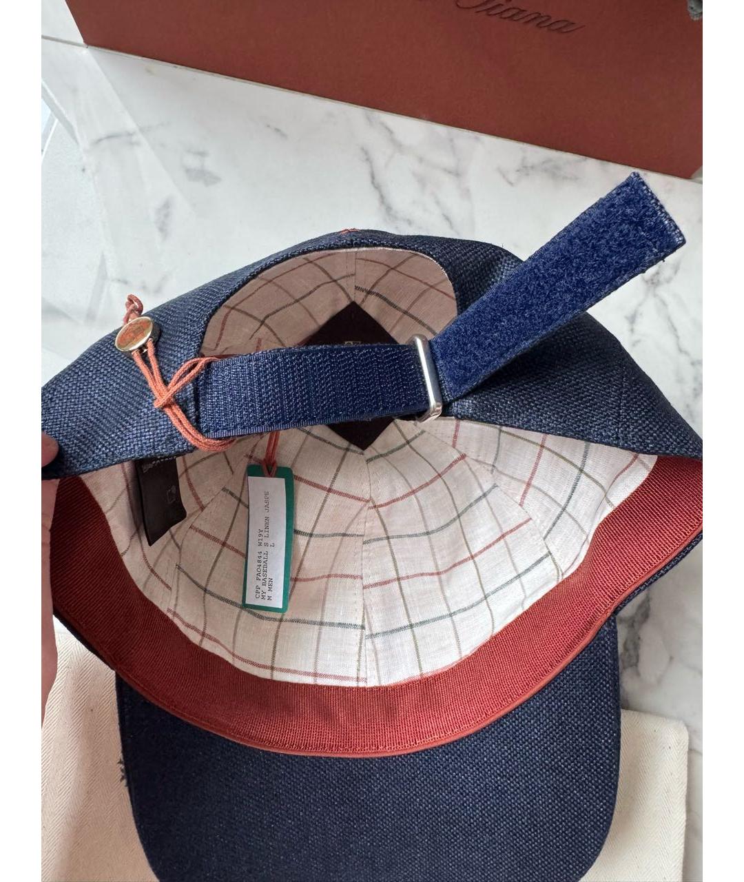 LORO PIANA Темно-синяя льняная кепка/бейсболка, фото 7